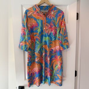 Gretchen Scott Palm Palm Mandarin Blue Floral Multi Dress